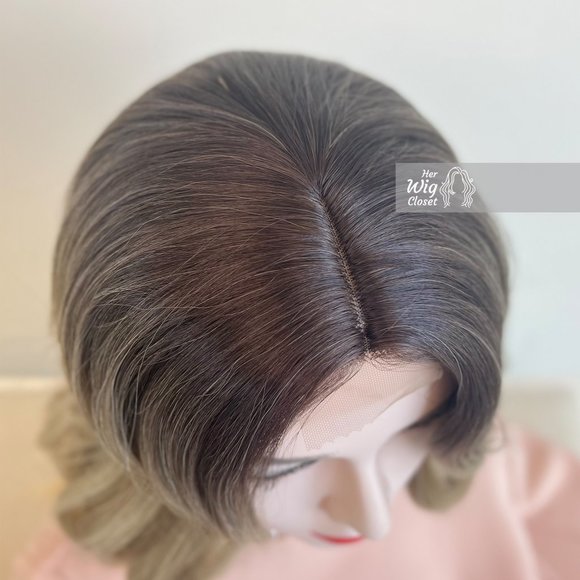 COPY - Dark Roots Vanilla Blonde Natural Ombre Wavy Lace Front Wig | Penny - Picture 12 of 13